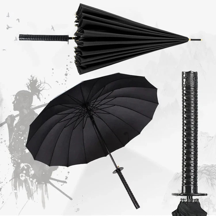 Katana Sword Umbrella - Long Handle Samurai Style UV Blocking Rain Parasol for Demon Slayer Ninja Fans