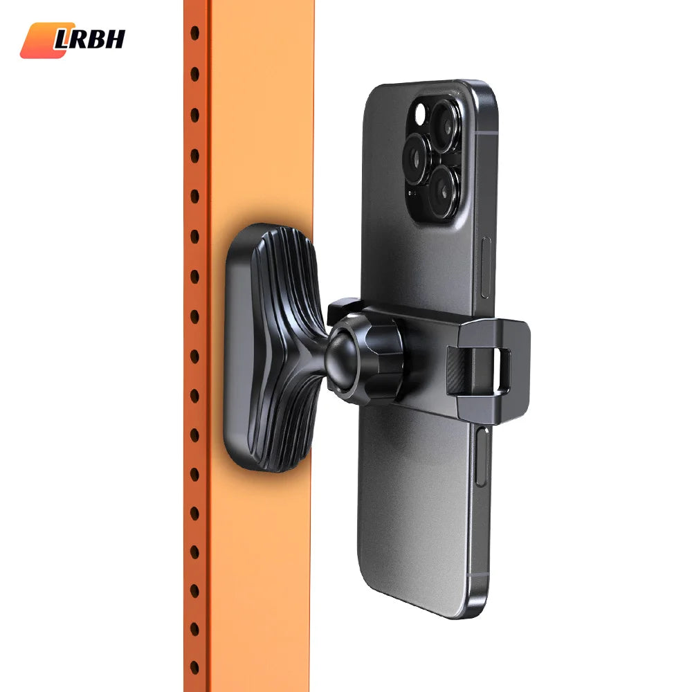LRBH Magnetic Phone Holder - 360° Adjustable Retractable Clamp for Gym, Kitchen & Work