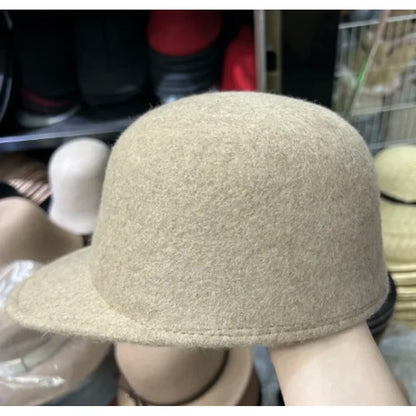 Winter Fedora Hat for Women - Korean Flat Top, Wool, British Casual Style in Navy, Black, Gray, Khaki, High Quality Equestrian Fashion