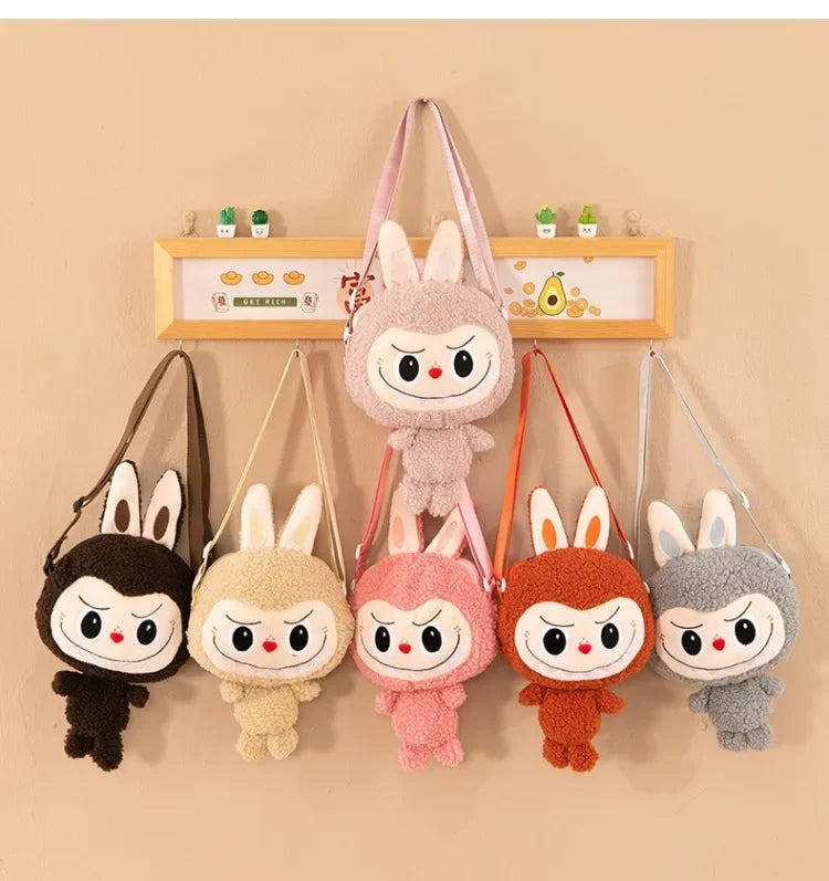 30cm Labubu Cartoon Cute Doll Backpack – Shoulder Crossbody Toy Pouch for Outdoor Travel, Christmas Gift