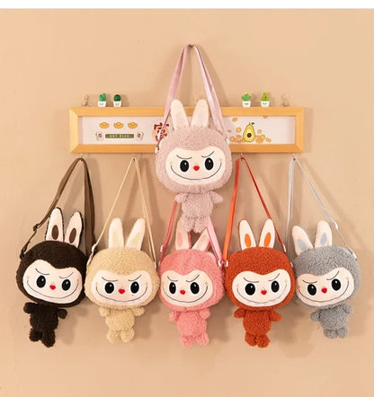 30cm Labubu Cartoon Cute Doll Backpack – Shoulder Crossbody Toy Pouch for Outdoor Travel, Christmas Gift