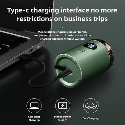 Men’s Electric Mini Shaver | Rechargeable Type-C LED Display Wet & Dry Razor for Home & Travel