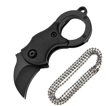 Mini Keychain Pocket Knife – Stainless Steel Camping EDC Tool with Fixed Blade, Peeler, and Portable Chain