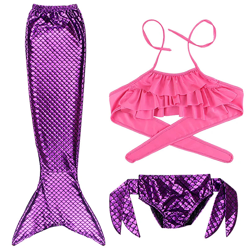 Cosplay Mermaid Tail Costume for Kids — Elastic Swimwear for Girls, Quick-Dry Swimming & Party Use
