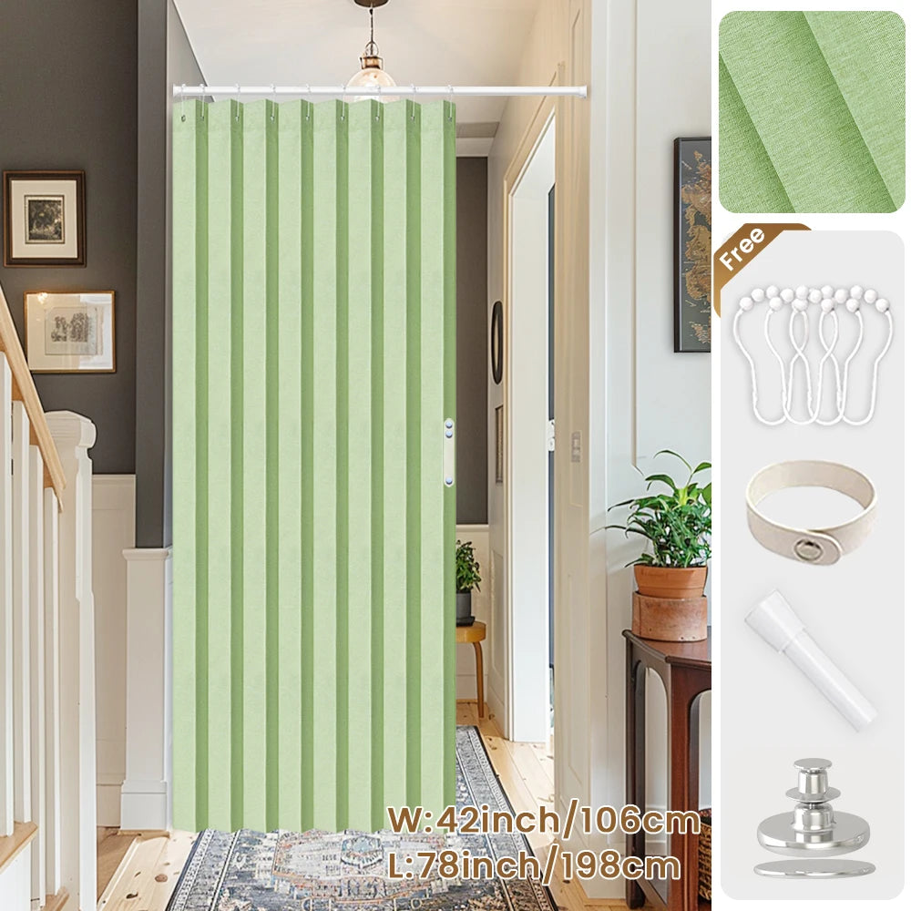 Blackout Folding Door Curtain – 1 Panel Privacy Screen for Living Room, Bedroom, Kitchen, Closet, Room Divider