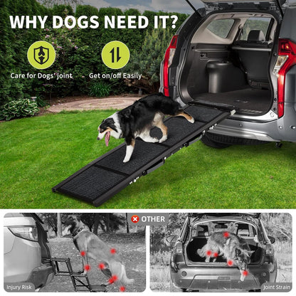 Upgraded Folding Dog Car Ramp - Portable Non-Slip Pet Ramp for Large Dogs Up to 250 lbs