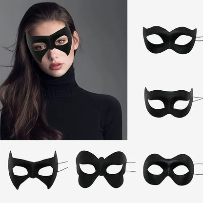 Adult Black PVC Masquerade Mask — Bat Bunny Party Mask for Men & Women, Carnival, Prom, and Costume Events