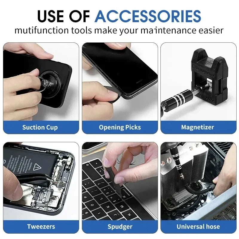 115/117-in-1 Precision Screwdriver Set – Magnetic Hex Bits Hand Tool Kit for iPhone, Xiaomi, Mac & PC Repair