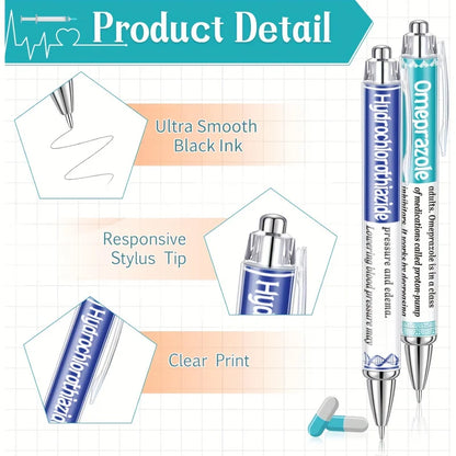6/12pcs Pharmacy Retractable Pens - Funny Nurse Pharmacist Gift Ballpoint Pens for Medical Staff & Nurses Week
