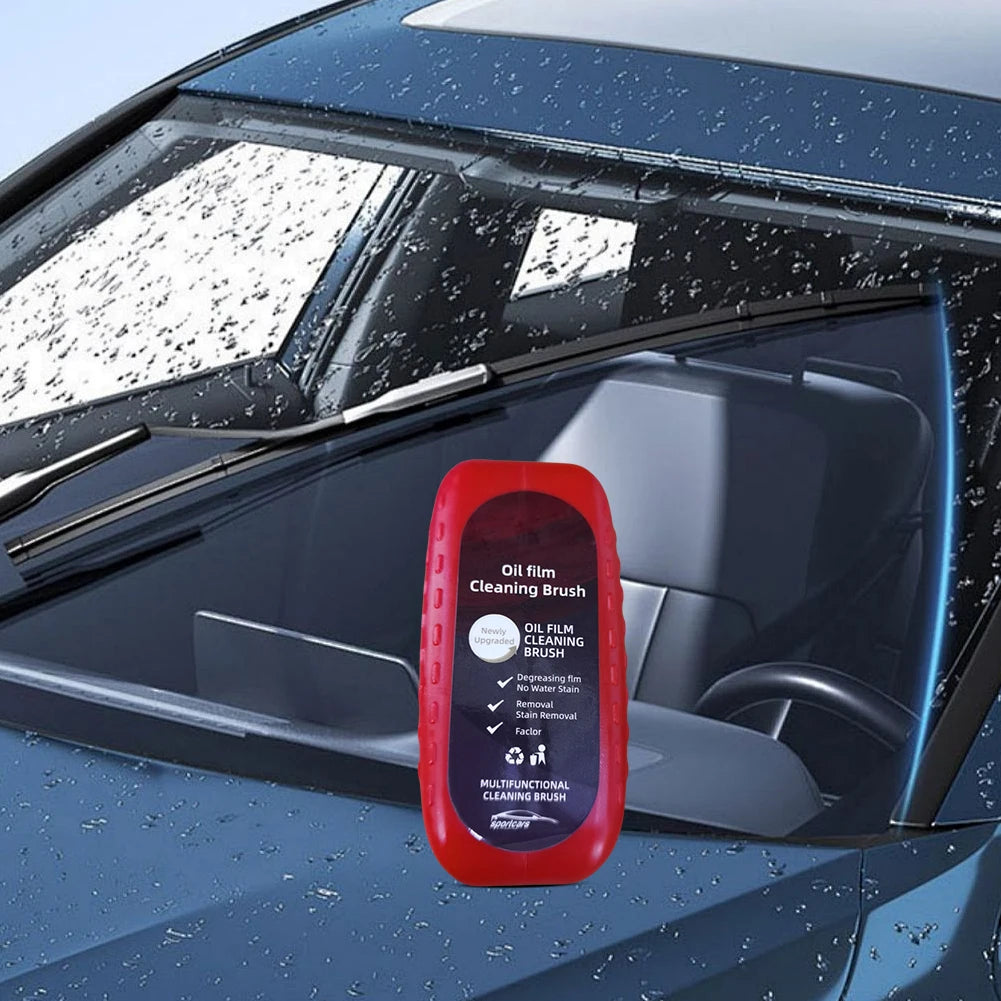 Car Glass Oil Film Remover – Powerful Windshield Cleaner with Sponge Brush for Water Spot & Stain Removal Auto Detailing