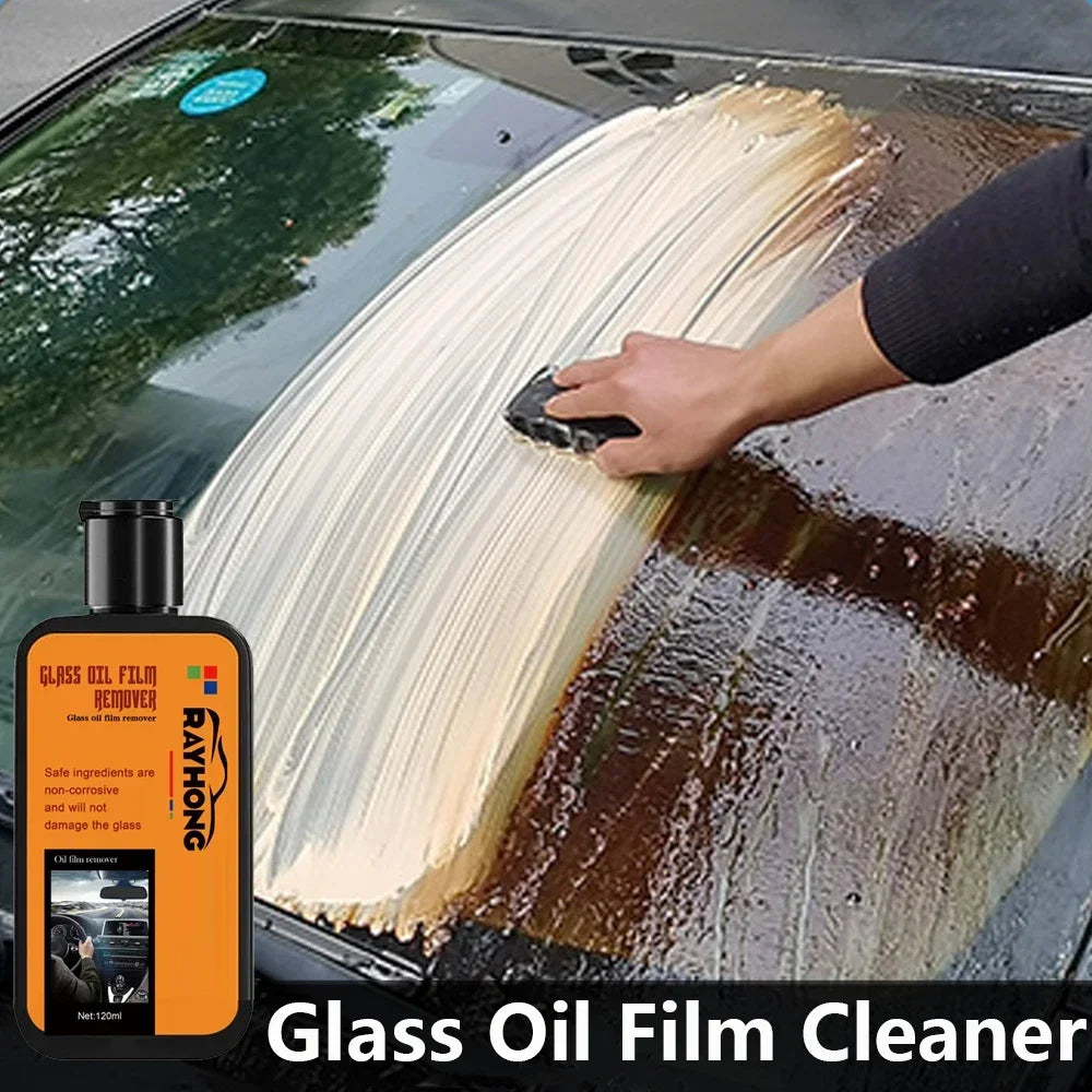 Motorcycle & Car Glass Oil Film Remover – Windshield Polishing Compound for Crystal Clear Window Cleaning & Auto Detailing