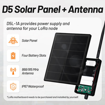 D5 5V Solar Panel Kit - Solar Power Module for Heltec LoRa32 V3, Meshtastic, MeshCore & ESP32 868/915MHz Boards