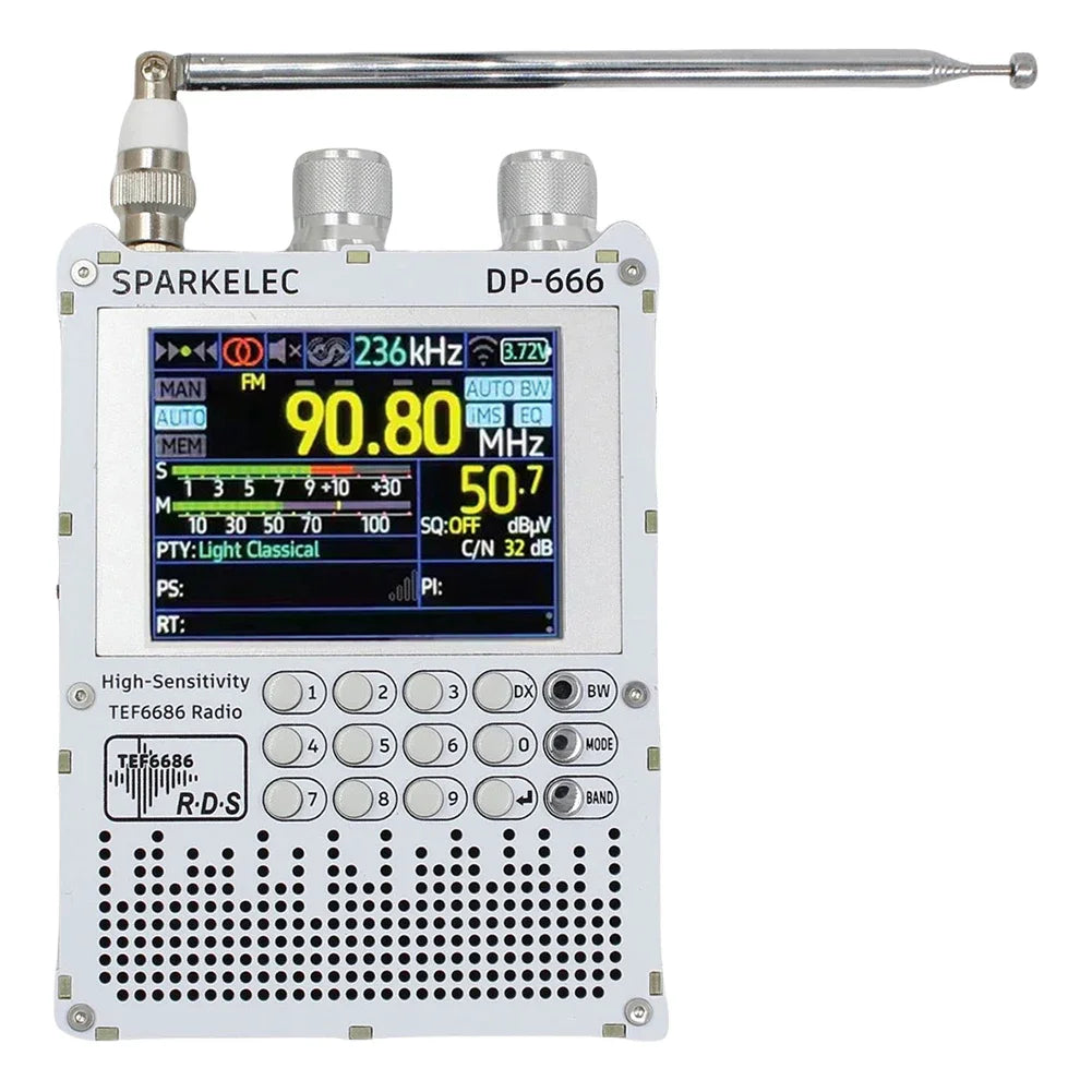 DP-666 TEF6686 Digital Radio - Full-Band FM AM LW MW SW Receiver with ESP32, RDS & 2.8-Inch IPS LCD