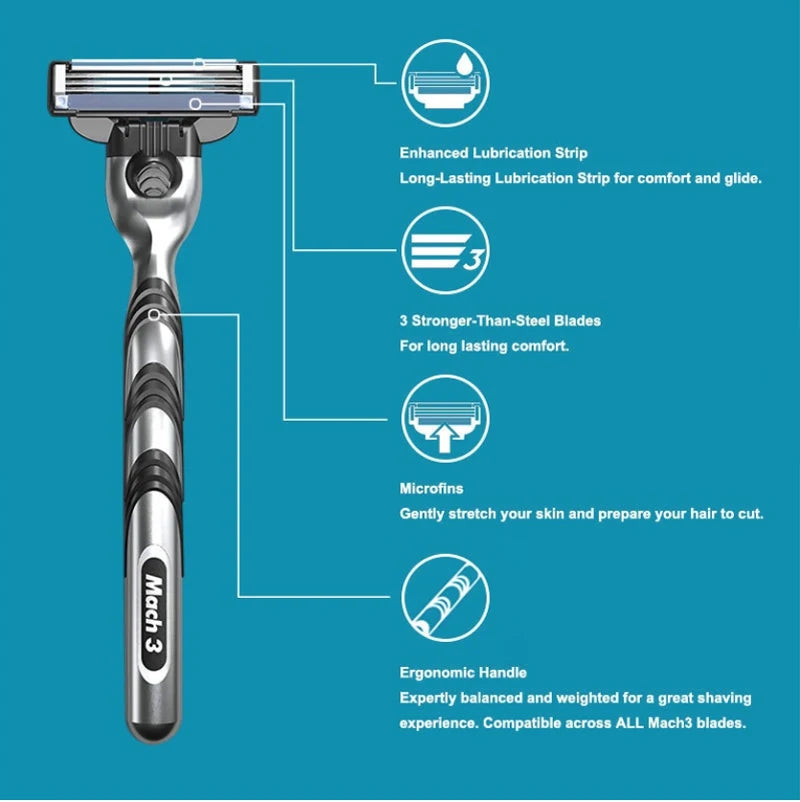 Gillette MACH 3 Men's Razor - 3-Layer Blades for Fast, Smooth Shaving and Beard Cutting