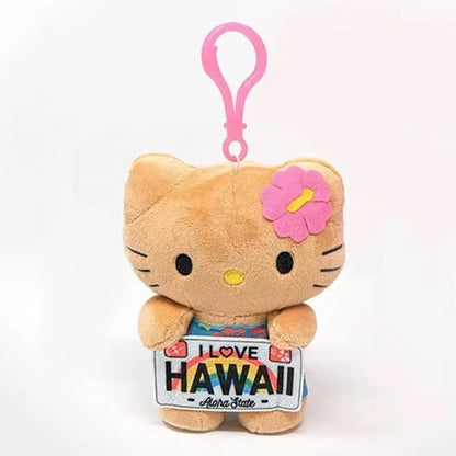 Hot Kawaii Plush Keychain Pendant — Mofusand Shark Cat & Cross-Dressing Hello Kitty/Kuromi Backpack Charm