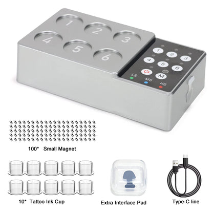 Tattoo Ink Vortex Mixer — Wireless Magnetic Anti-Sedimentation Pigment Stirrer with 100pcs Ink Cups