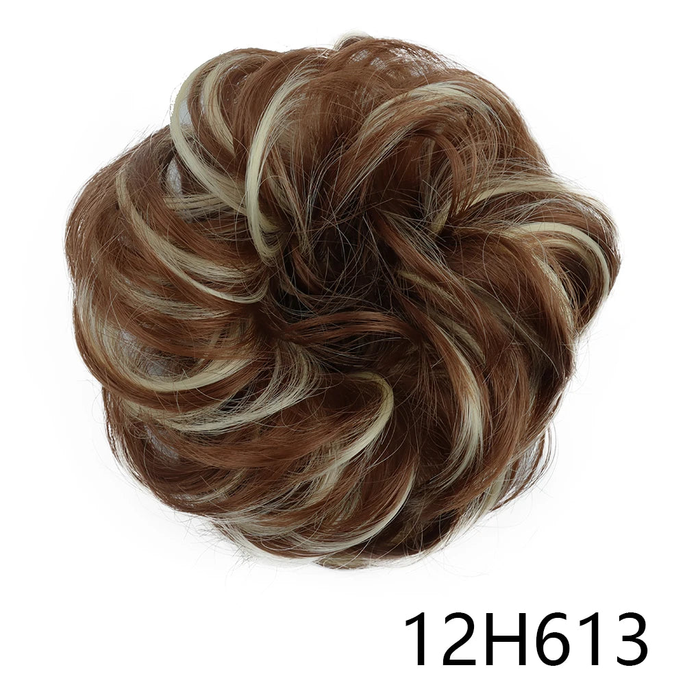 Synthetic Wavy Hair Bun Wig – Elastic Rubber Scrunchie Curly Ponytail Hair Extension for Ladies