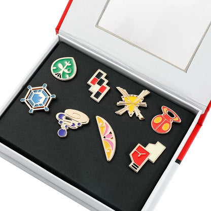Pokémon Gym Badges Box Set – Kanto, Johto, Hoenn, Sinnoh, Unova, Kalos & Orange Islands Region Pins and Brooches