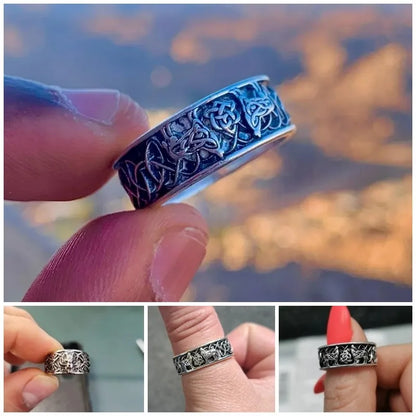 Huitan Viking Giant Wolf Ring – Nordic Mythology Totem, Unisex Punk Hip Hop Fashion Jewelry Gift