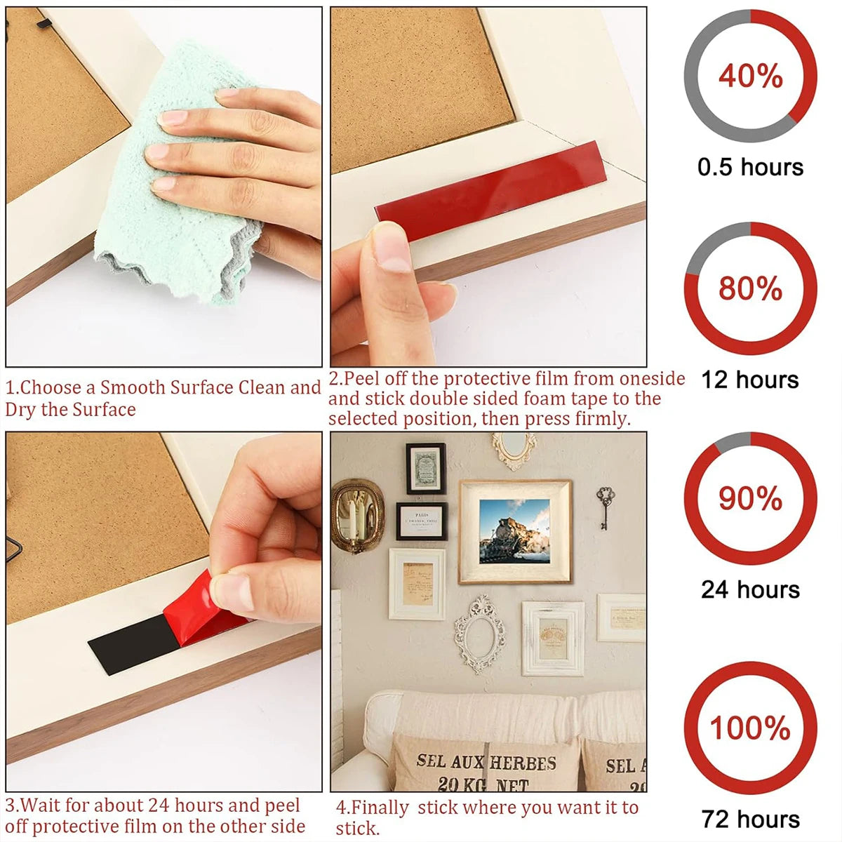 Extra Strong Double-Sided Acrylic Foam Tape – Waterproof, High-Temp Mounting Pad for Car & Home Use