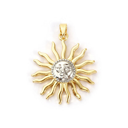 18K Gold Plated Sunflower Star Pendant – Brass Micro Pave Cubic Zirconia DIY Necklace Jewelry Making Charm