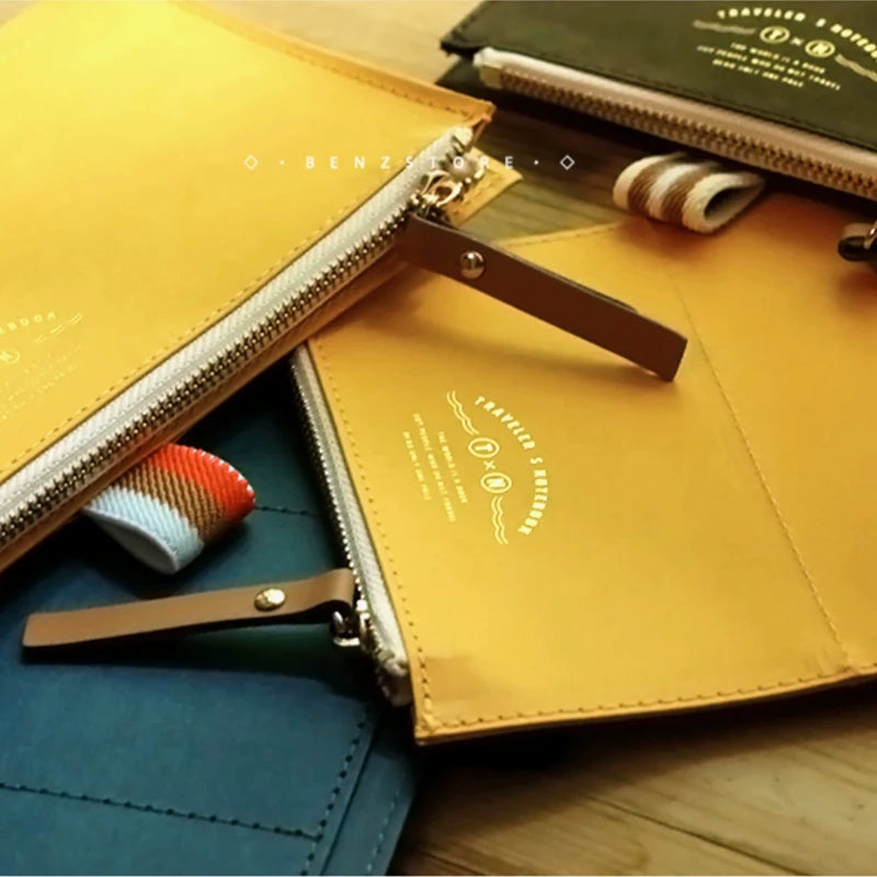Fromthenon Travel Notebook with Special Paper – Washable Zipper Storage Bag, Pen Case & Stationery Organizer Supplies