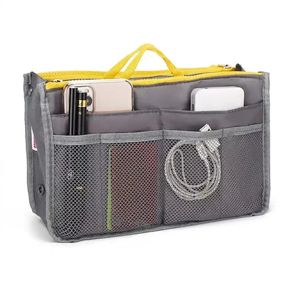 Women’s Nylon Makeup Organizer Insert Bag – Large Capacity Travel Cosmetic Handbag Liner & Tote Purse Organizer for Ladies