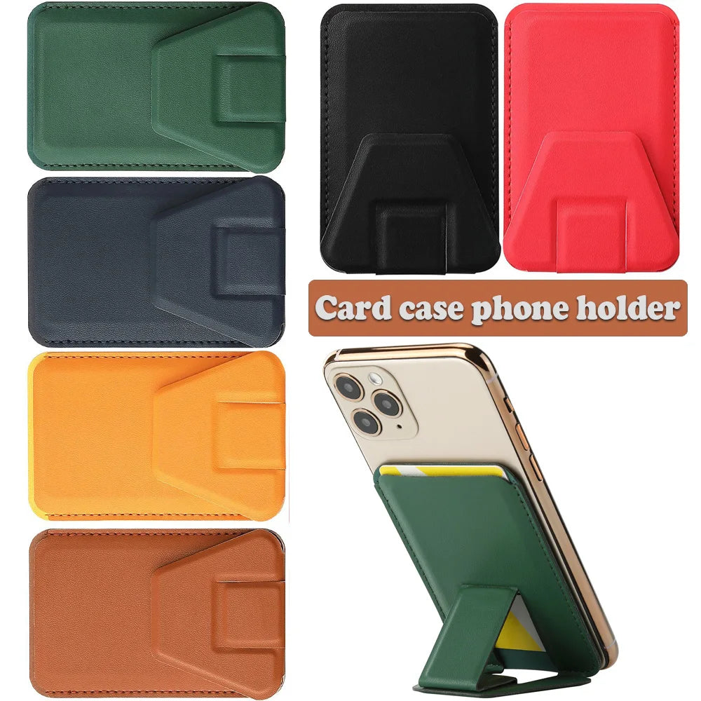 Phone Wallet Stick-On Card Holder – 3M Adhesive Credit Card Slot with Folding Kickstand for Phone Case