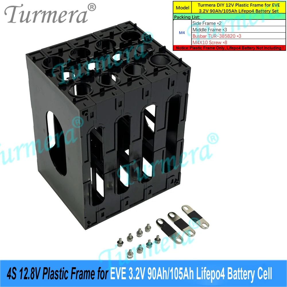12V LiFePO4 Battery Cell Holder Frame - Flame-Retardant ABS/PC Case for CATL & EVE 105Ah–320Ah Cells