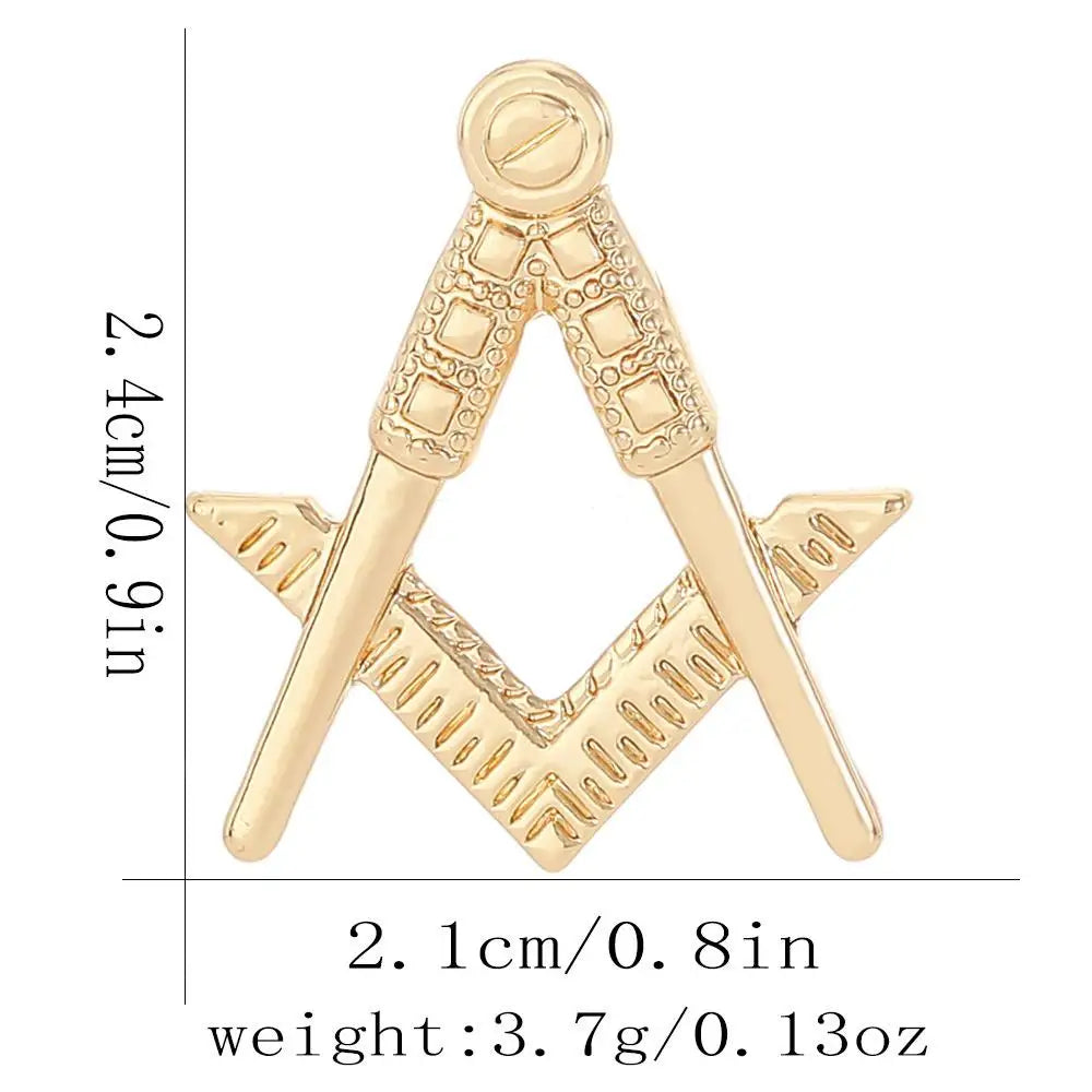 Vintage Masonic Emblem Brooch - Hollow Freemason Symbol Pin Badge for Collectors