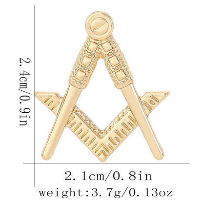 Vintage Masonic Emblem Brooch - Hollow Freemason Symbol Pin Badge for Collectors