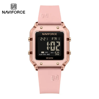 NAVIFORCE Women's Digital Sports Watch - Waterproof Silicone Strap with Time, Date & Week Display