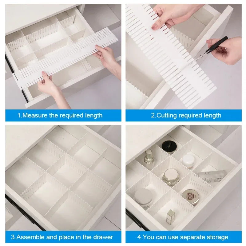 4/8PCS Adjustable Drawer Dividers – Durable Storage Organizer for Socks, Underwear & Clothes, Closet & Cabinet Partition System