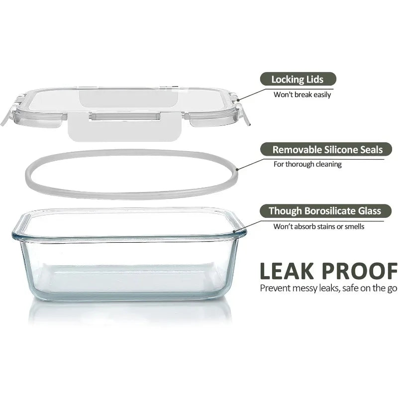 30-Piece Glass Food Storage Container Set — Airtight Meal Prep Containers with Upgraded Snap-Lock Lids, Oven Safe