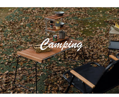 MOUNTAINHIKER Portable Camping Rack – 3-Tier Foldable Outdoor Table for Picnic & BBQ, Easy to Carry
