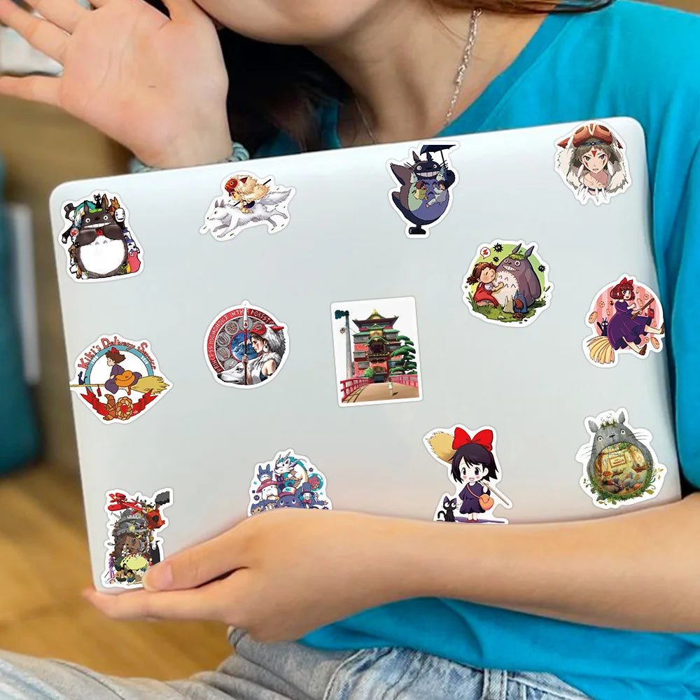 100-Piece Hayao Miyazaki Cartoon Sticker Pack - Waterproof DIY Decals for Scrapbooking, Phones, Luggage & Skateboards