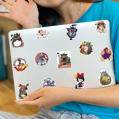 100-Piece Hayao Miyazaki Cartoon Sticker Pack - Waterproof DIY Decals for Scrapbooking, Phones, Luggage & Skateboards