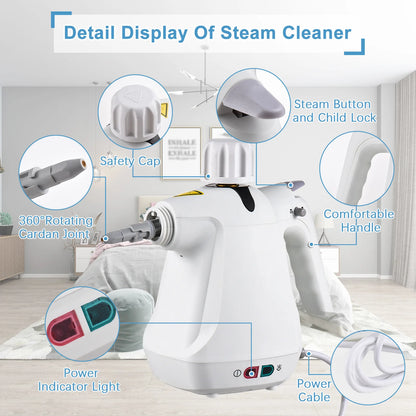 12 in 1 Handheld Steam Cleaner – High Temperature Pressurized for Furniture, Upholstery, Tile & Home Cleaning