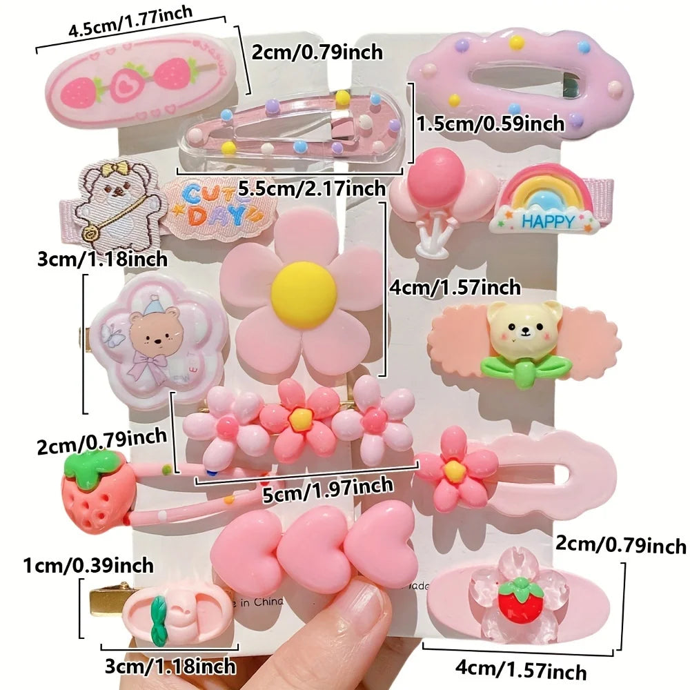 14-Piece Sweet Pink Hairpins - Cute Versatile Hair Accessories for Girls, Everyday Styling & Special Occasions