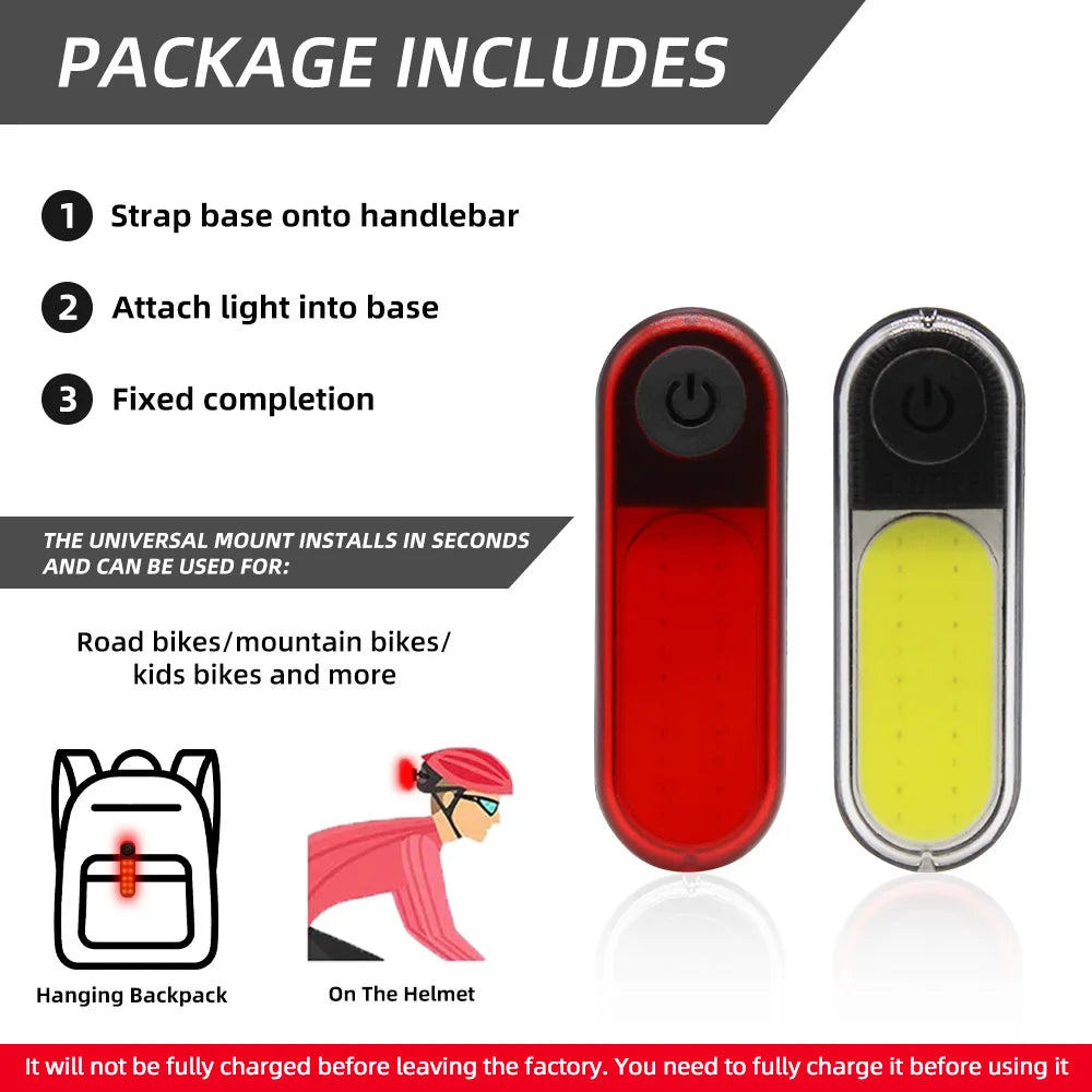 USB Charging LED Bicycle Tail Light – Flashing Rear Warning Light for Night Riding on Mountain Bikes