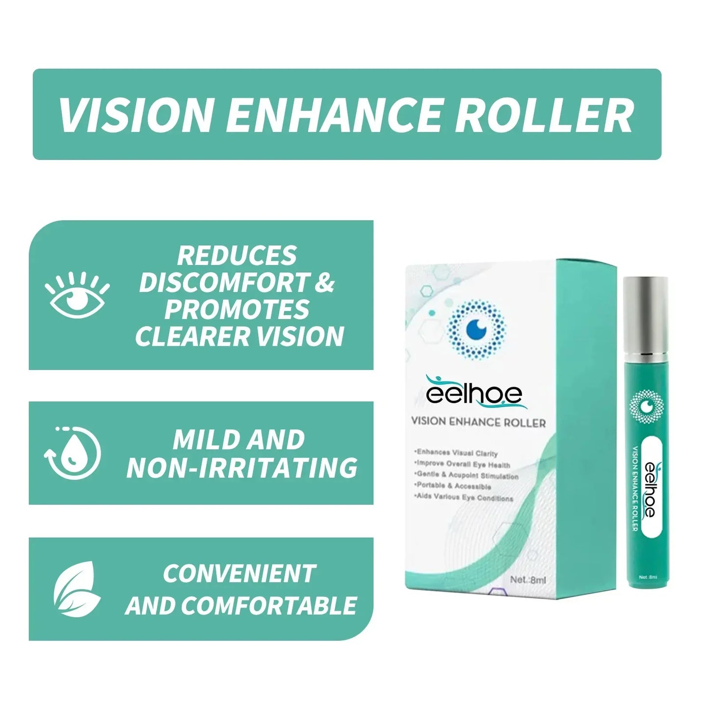 Vision Enhance Roller – Clearer Eyesight, Mild Relaxation Massage for Eye Fatigue, Dryness & Discomfort Relief