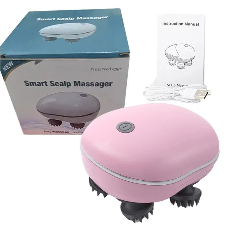 Electric Scalp Massager with Red Light Therapy – Antistress Body Massage Tool for Muscle Tension & Tiredness Relief
