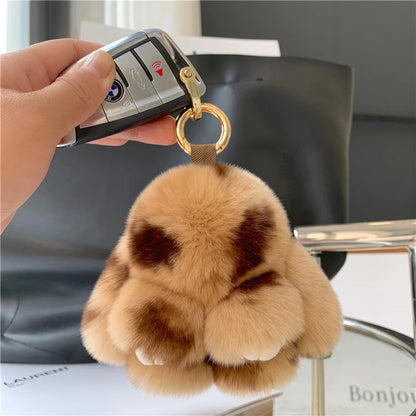 10cm Cute Plush Bunny Keychain – Women’s Fur Pom Pom Angel Rabbit Bag Charm & Toy Pendant for Girls
