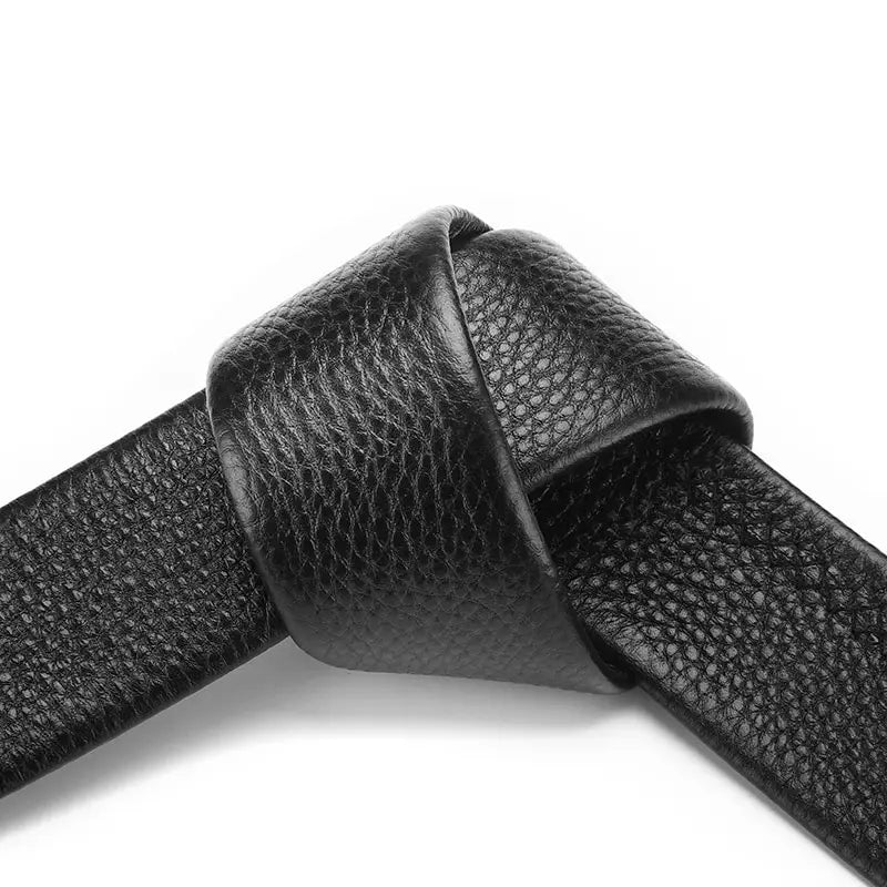 2Pcs Men’s No-Buckle Belt – High-End Black Soft PU Leather Strap Fashion Belt