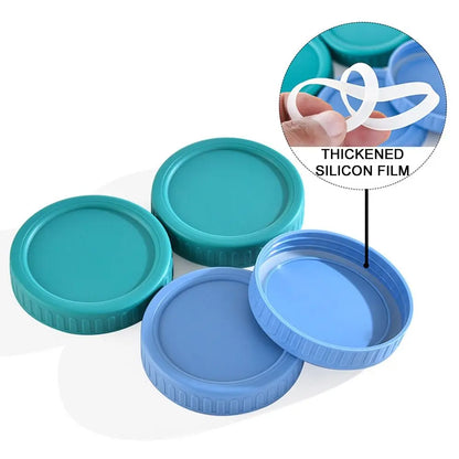 6pcs Reusable Plastic Mason Jar Lids - Leak-Proof Wide Mouth Bottle Covers with Spout for Kitchen Use