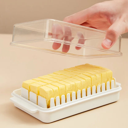 Solid Butter Box & Cheese Board Server: Handy Transparent Plastic Storage Container for Cheese - Crisper Keeper Case with Cutting Function