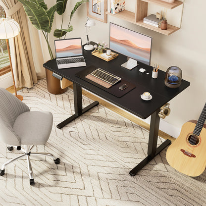 Electric Standing Computer Desk – Height Adjustable Ergonomic Workstation with Metal Frame for Home or Office