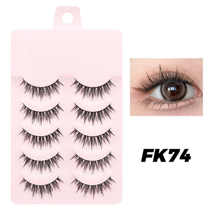 DINGSEN 5 Pairs Manga Style False Eyelashes — Soft, Natural, Long Anime Wispy Strip Lashes for Makeup