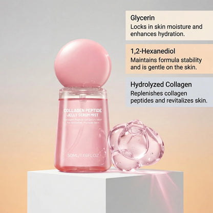 Caviar PDRN Collagen Peptide Jelly Serum Mist Set - Hydrating, Plumping Facial Mist for Dewy, Firm-Looking Skin and Travel Skincare