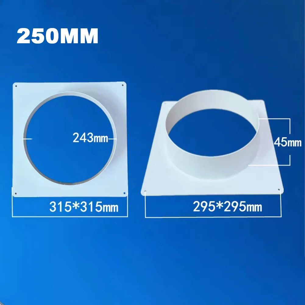 White Air Vent Duct Connector Flange – Straight Square Bottom Pipe for Easy Ventilation Duct Installation